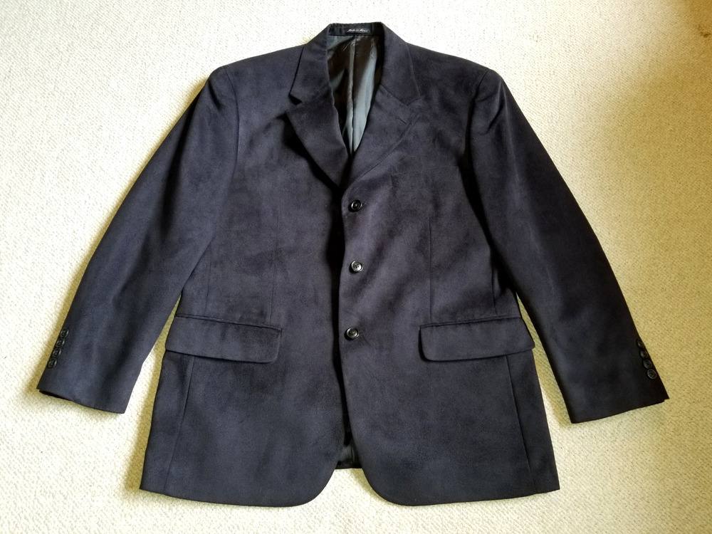 Mens Blazer-ALFANI-black micro-suede 3-button lined-40S